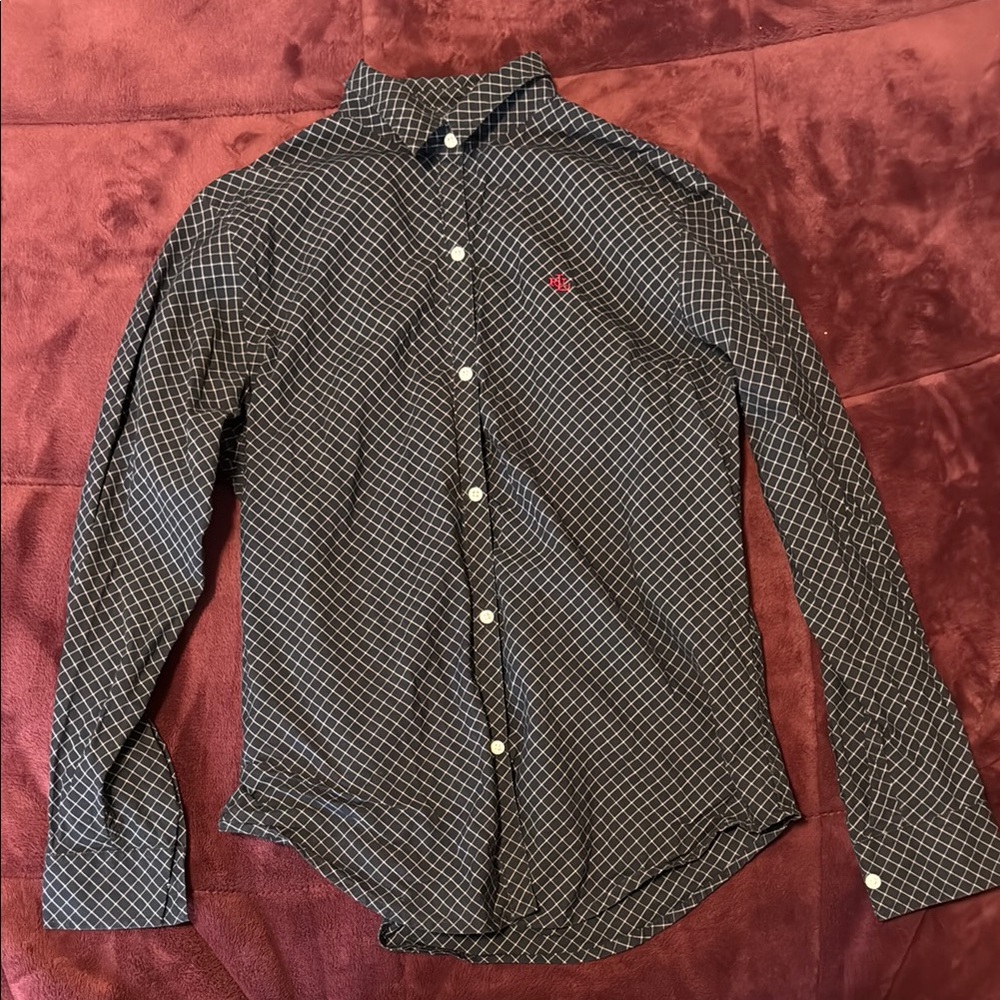 Ralph Lauren Black and White Grid Button Down Shirt